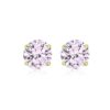 Shiny Pastel Pink Round Zirconia Stud Earrings / Long Post / 14K Gold