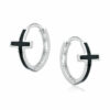 Charismatic Black Cross Hoop Earrings