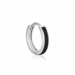 Hip Black Onyx Hoop Earrings - 2.3mm x 11.5mm