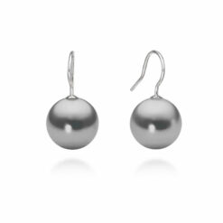 Cool Dark Gray Crystal Pearl Dangle Earrings - 12mm x 23mm