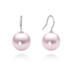 Graceful Light Rose Crystal Pearl Dangle Earrings - 12mm x 23mm