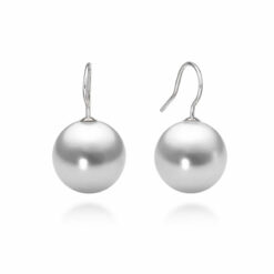 Glamorous and Chic Light Gray Crystal Pearl Dangle Earrings - 12mm x 23mm